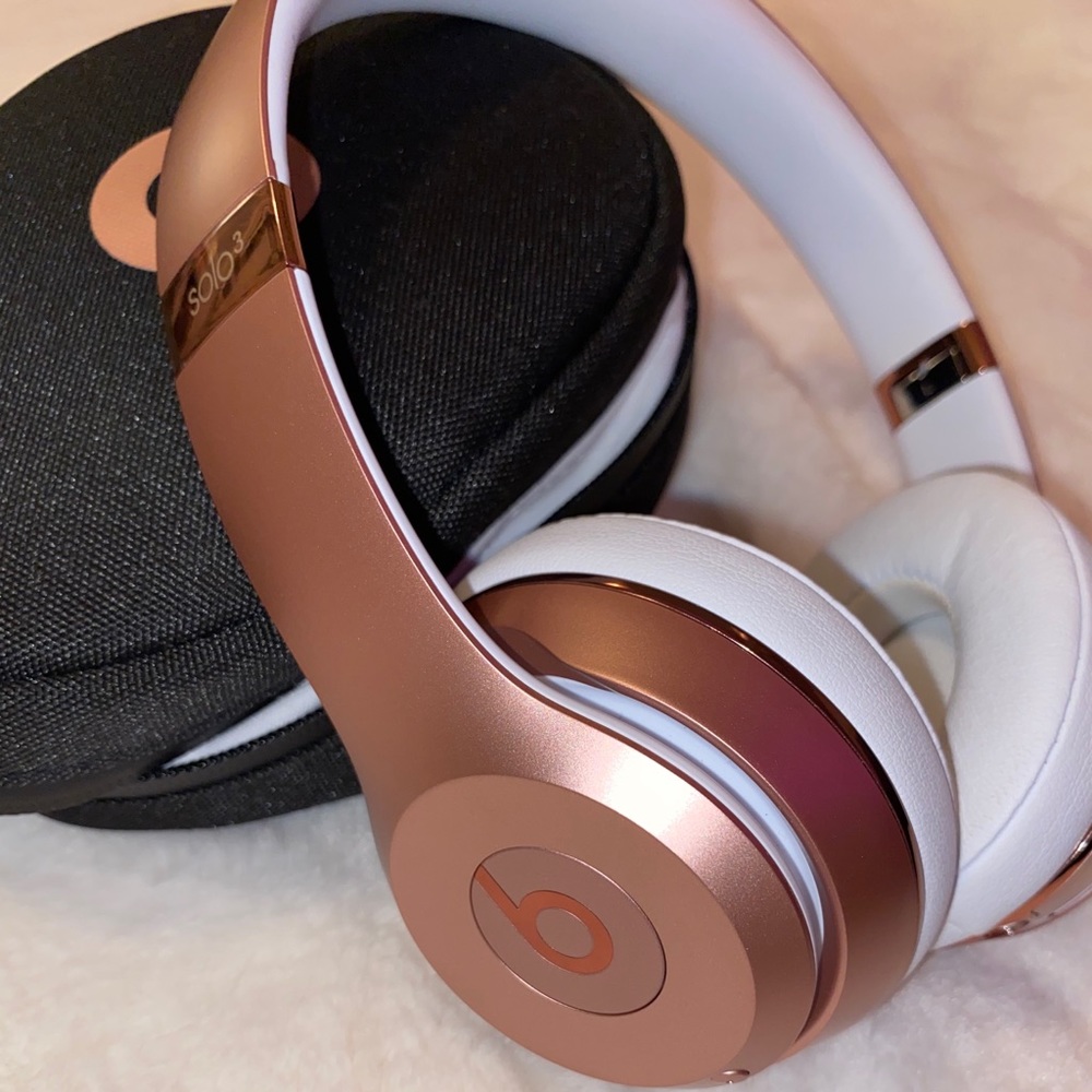 Rose gold wireless beats headphones
